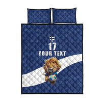Custom Finland Football Lion Mascot Quilt Bed Set Huuhkajat with Finnish Folk Paterns