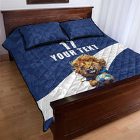 Custom Finland Football Lion Mascot Quilt Bed Set Huuhkajat with Finnish Folk Paterns