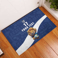 Custom Finland Football Lion Mascot Rubber Doormat Huuhkajat with Finnish Folk Paterns