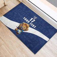 Custom Finland Football Lion Mascot Rubber Doormat Huuhkajat with Finnish Folk Paterns