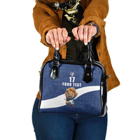 Custom Finland Football Lion Mascot Shoulder Handbag Huuhkajat with Finnish Folk Paterns
