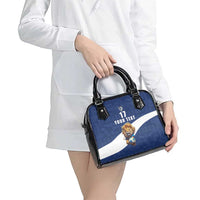 Custom Finland Football Lion Mascot Shoulder Handbag Huuhkajat with Finnish Folk Paterns