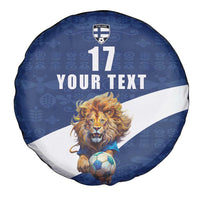 Custom Finland Football Lion Mascot Spare Tire Cover Huuhkajat with Finnish Folk Paterns