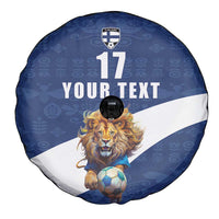 Custom Finland Football Lion Mascot Spare Tire Cover Huuhkajat with Finnish Folk Paterns