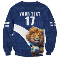 Custom Finland Football Lion Mascot Sweatshirt Huuhkajat with Finnish Folk Paterns