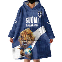 Custom Finland Football Lion Mascot Wearable Blanket Hoodie Huuhkajat with Finnish Folk Paterns