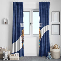 Custom Finland Football Lion Mascot Window Curtain Huuhkajat with Finnish Folk Paterns