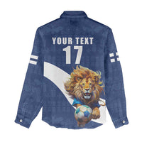 Custom Finland Football Lion Mascot Women Casual Shirt Huuhkajat with Finnish Folk Paterns