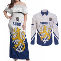 Custom Finland Ice Hockey We are Champions Couples Matching Off Shoulder Maxi Dress and Long Sleeve Button Shirt Sporty Style Come on Leijonat