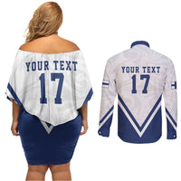 Custom Finland Ice Hockey We are Champions Couples Matching Off Shoulder Short Dress and Long Sleeve Button Shirt Sporty Style Come on Leijonat