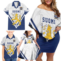Custom Finland Ice Hockey We are Champions Family Matching Off Shoulder Short Dress and Hawaiian Shirt Sporty Style Come on Leijonat
