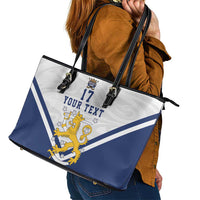 Custom Finland Ice Hockey We are Champions Leather Tote Bag Sporty Style Come on Leijonat