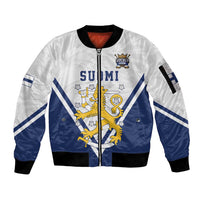 Custom Finland Ice Hockey We are Champions Sleeve Zip Bomber Jacket Sporty Style Come on Leijonat