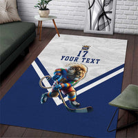 Custom Finland Ice Hockey Lion Mascot Area Rug Sporty Style Come on Leijonat