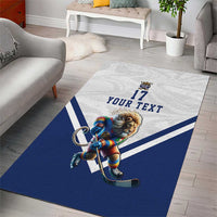 Custom Finland Ice Hockey Lion Mascot Area Rug Sporty Style Come on Leijonat