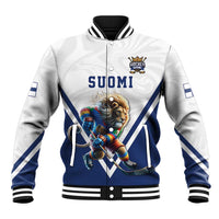 Custom Finland Ice Hockey Lion Mascot Baseball Jacket Sporty Style Come on Leijonat