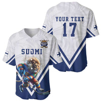 Custom Finland Ice Hockey Lion Mascot Baseball Jersey Sporty Style Come on Leijonat