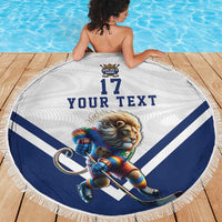 Custom Finland Ice Hockey Lion Mascot Beach Blanket Sporty Style Come on Leijonat
