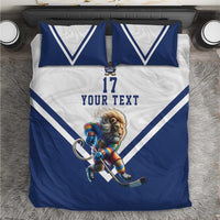 Custom Finland Ice Hockey Lion Mascot Bedding Set Sporty Style Come on Leijonat