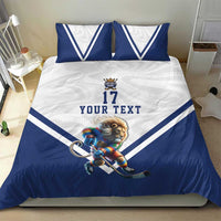 Custom Finland Ice Hockey Lion Mascot Bedding Set Sporty Style Come on Leijonat