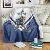 Custom Finland Ice Hockey Lion Mascot Blanket Sporty Style Come on Leijonat
