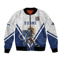 Custom Finland Ice Hockey Lion Mascot Bomber Jacket Sporty Style Come on Leijonat