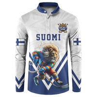 Custom Finland Ice Hockey Lion Mascot Button Sweatshirt Sporty Style Come on Leijonat