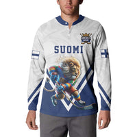 Custom Finland Ice Hockey Lion Mascot Button Sweatshirt Sporty Style Come on Leijonat