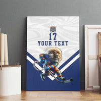 Custom Finland Ice Hockey Lion Mascot Canvas Wall Art Sporty Style Come on Leijonat