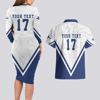 Custom Finland Ice Hockey Lion Mascot Couples Matching Long Sleeve Bodycon Dress and Hawaiian Shirt Sporty Style Come on Leijonat