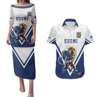 Custom Finland Ice Hockey Lion Mascot Couples Matching Puletasi and Hawaiian Shirt Sporty Style Come on Leijonat