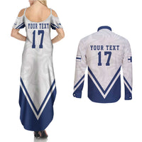 Custom Finland Ice Hockey Lion Mascot Couples Matching Summer Maxi Dress and Long Sleeve Button Shirt Sporty Style Come on Leijonat