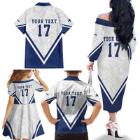 Custom Finland Ice Hockey Lion Mascot Family Matching Off The Shoulder Long Sleeve Dress and Hawaiian Shirt Sporty Style Come on Leijonat