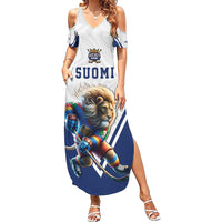 Custom Finland Ice Hockey Lion Mascot Family Matching Summer Maxi Dress and Hawaiian Shirt Sporty Style Come on Leijonat