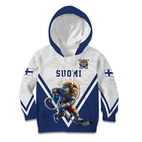 Custom Finland Ice Hockey Lion Mascot Kid Hoodie Sporty Style Come on Leijonat