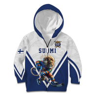 Custom Finland Ice Hockey Lion Mascot Kid Hoodie Sporty Style Come on Leijonat