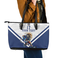 Custom Finland Ice Hockey Lion Mascot Leather Tote Bag Sporty Style Come on Leijonat