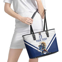 Custom Finland Ice Hockey Lion Mascot Leather Tote Bag Sporty Style Come on Leijonat