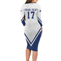 Custom Finland Ice Hockey Lion Mascot Long Sleeve Bodycon Dress Sporty Style Come on Leijonat