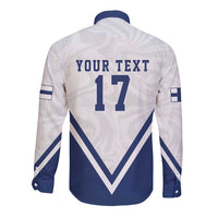 Custom Finland Ice Hockey Lion Mascot Long Sleeve Button Shirt Sporty Style Come on Leijonat