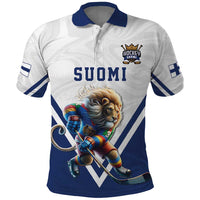 Custom Finland Ice Hockey Lion Mascot Polo Shirt Sporty Style Come on Leijonat
