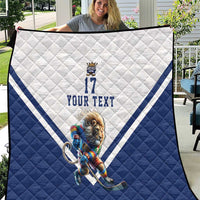 Custom Finland Ice Hockey Lion Mascot Quilt Sporty Style Come on Leijonat