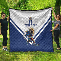 Custom Finland Ice Hockey Lion Mascot Quilt Sporty Style Come on Leijonat