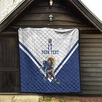 Custom Finland Ice Hockey Lion Mascot Quilt Sporty Style Come on Leijonat