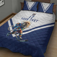 Custom Finland Ice Hockey Lion Mascot Quilt Bed Set Sporty Style Come on Leijonat