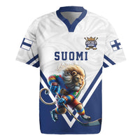 Custom Finland Ice Hockey Lion Mascot Rugby Jersey Sporty Style Come on Leijonat