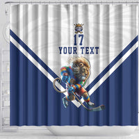 Custom Finland Ice Hockey Lion Mascot Shower Curtain Sporty Style Come on Leijonat