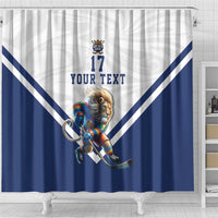 Custom Finland Ice Hockey Lion Mascot Shower Curtain Sporty Style Come on Leijonat