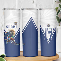 Custom Finland Ice Hockey Lion Mascot Skinny Tumbler Sporty Style Come on Leijonat