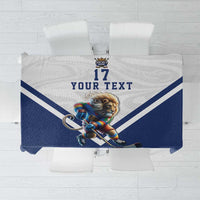 Custom Finland Ice Hockey Lion Mascot Tablecloth Sporty Style Come on Leijonat